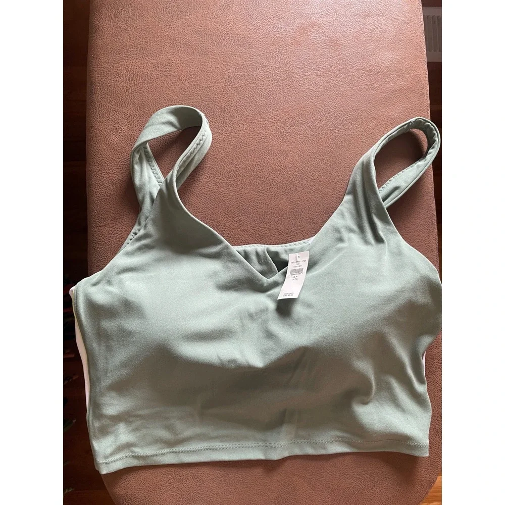 OFFLINE by Aerie Real Me Sage Green V-Neck Sports Bra XL NWT